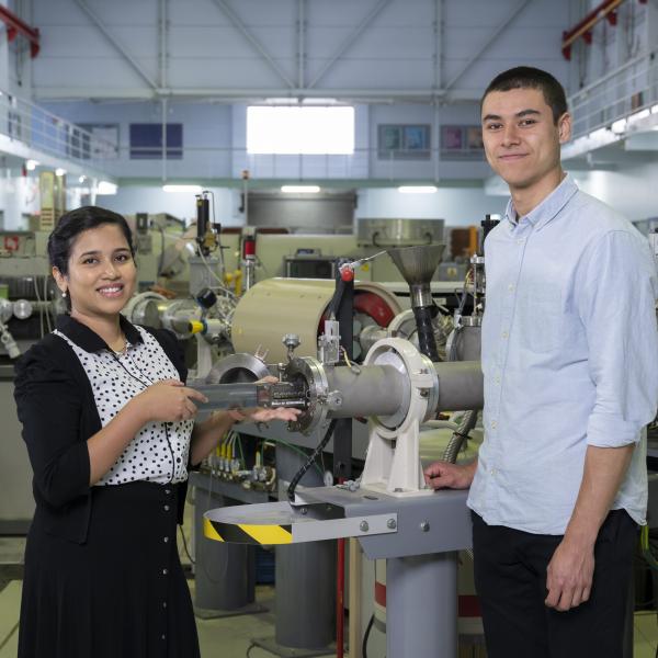 Dr Madhura Manohar and graduate Keita Richardson with STAR accelerator