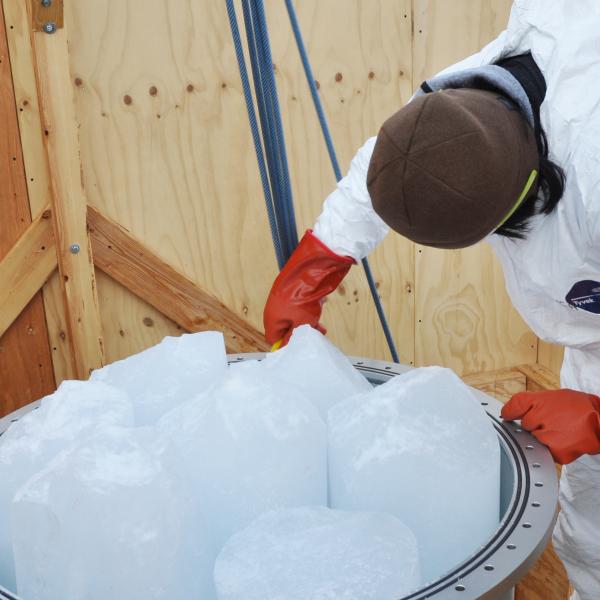 Collecting ice Antarctica