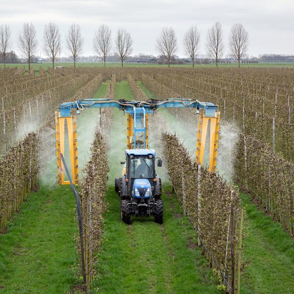 Modern orchard herbicide spraying