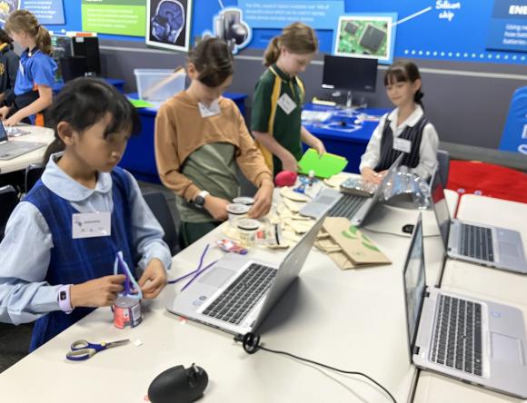 Girls working together on 3D design