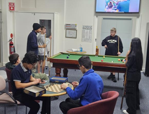 Relaxing in the games room